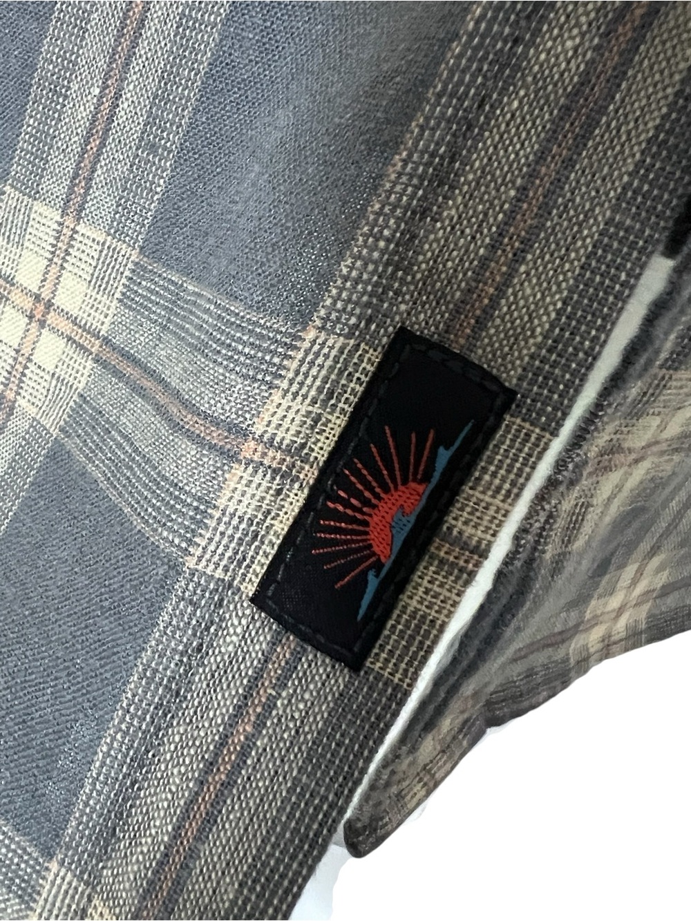 Faherty Linen Blend Shirt Large Blue Plaid Button-up Lightweight Coastal Travel - Picture 6 of 15